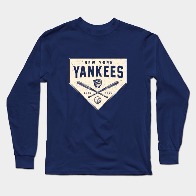 Yankees Home Base 2 by Buck Tee Originals Long Sleeve T-Shirt by Buck Tee